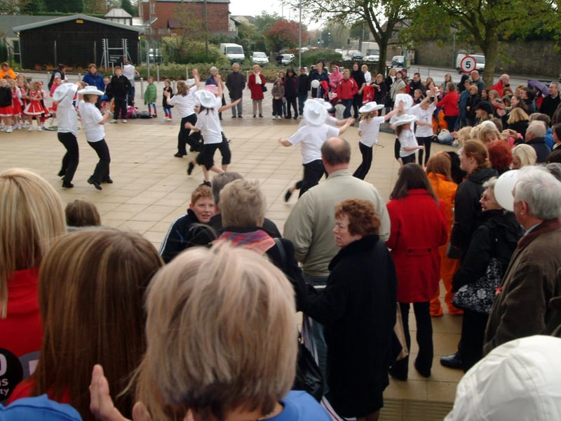 In 2008, crowds gathered to celebrate the opening of the leisure centre, despite the rain.