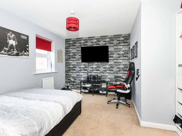All the other bedrooms at the Kirkby house are a good size, including this one, offering style as well as space. See how easy they have found it to put their own stamp on the room.