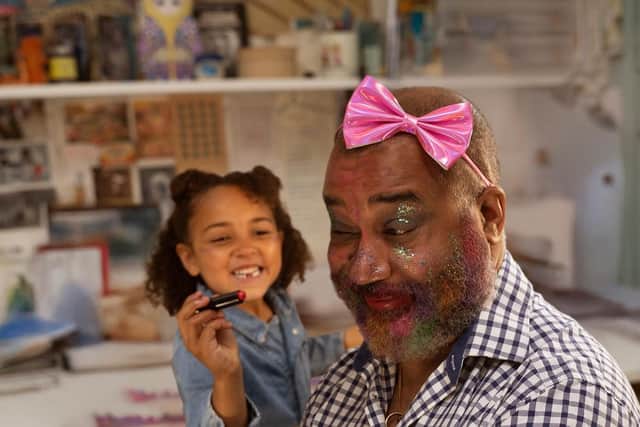St John Save a Life Dad hairdo by toddler
