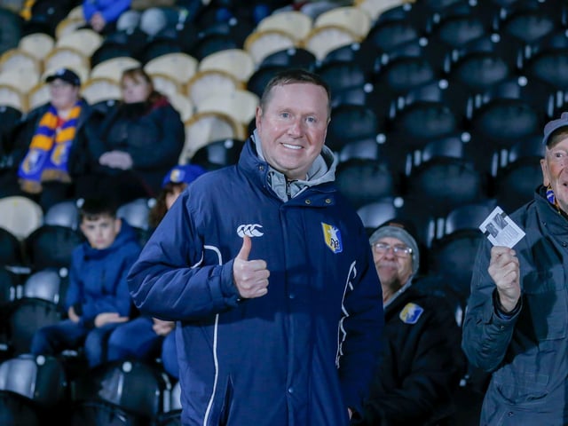 Some of the Mansfield Town fans who headed to Burton for the EFL Trophy defeat.