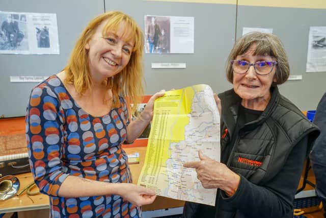 Fundraising launch for the Shining A Light mining sculpture in Mansfield. Rachel Carter, sculptor and Ann Donlan from the Shining A Light Mining Statue Working Group.