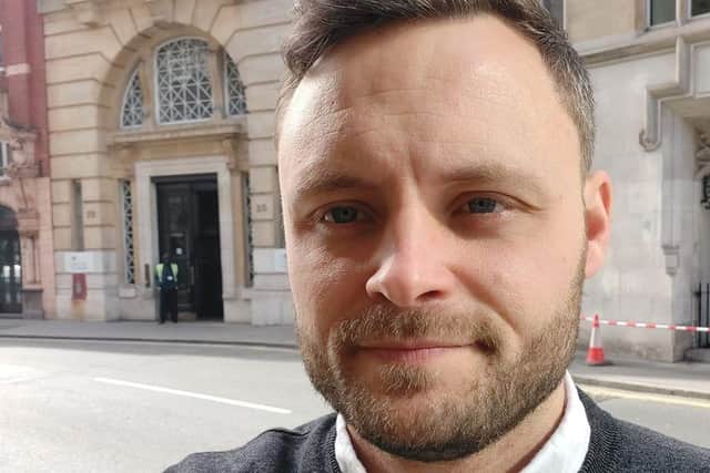 Coun Ben Bradley outside the Department for Education.