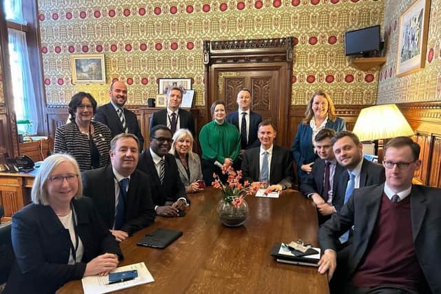 Coun Ben Bradley, second from right,  meeting with Chancellor Jeremy Hunt,  fifth from right.