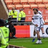 Second half goal celebrations during the Sky Bet League 1 match against Blackpool FC at Bloomfield Road, 24 Oct 2026, Photo credit Chris & Jeanette Holloway / The Bigger Picture.media