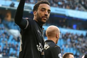 James Perch celebrates his FA Cup goal for Wigan at Manchester City.