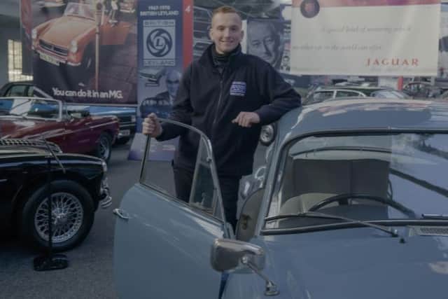 Luke Henshaw, aged 18, is a classic car apprentice mechanic at Great British Car Journey in Derbyshire.
