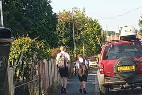 Pupils from The Bolsover School seen wearing skirts in protest after being told they weren't allowed to wear shorts in hot weather