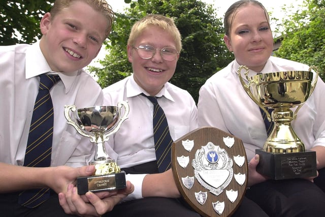 Danum School prize-winners, from left, Ryan Malee (Sports Peronality of the Year), aged 13, Craig Barnish (Judith Teet Shield Award) and Rachel Smith (Jennie Fletcher Young Scientist of the Year Award), both aged 14