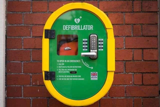 A defibrillator used  to help people who are having a heart attack