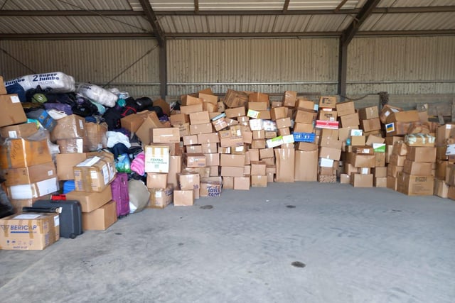 Just some of the incredible amount of aid gathered at the  Taylor's Transport depot at Huthwaite