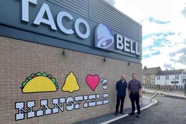 Ben Tomlinson, business manager, Jephsons shopfitters, with Taco Bell area manager Kallham Overson