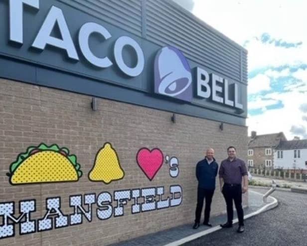 Ben Tomlinson, business manager, Jephsons shopfitters, with Taco Bell area manager Kallham Overson