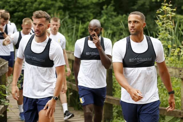 Mansfield Town players on their first day back in pre-season training on Monday at Vickers Water, Clipstone. Picture by Chris Holloway/The Bigger Picture.media.