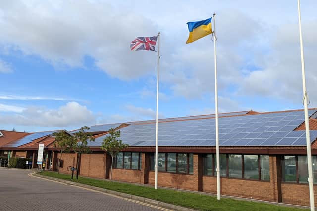 Mansfield District Council is standing in support of Ukraine following its invasion by Russia and is lighting up its buildings in blue and yellow and flying the Ukrainian flag as symbols of solidarity