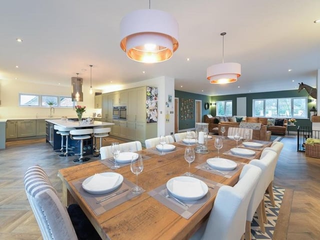 Another shot of the open-plan dining kitchen and lounge on the first floor of the £1,250,000 house. It really offers flexible living.