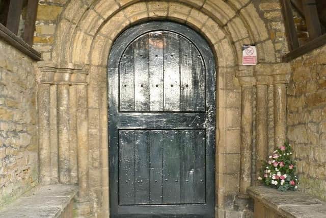 The old, cumbersome door at St Helen's Church in Selston that could soon be removed and replaced. (PHOTO BY: Alan Murray-Rust)