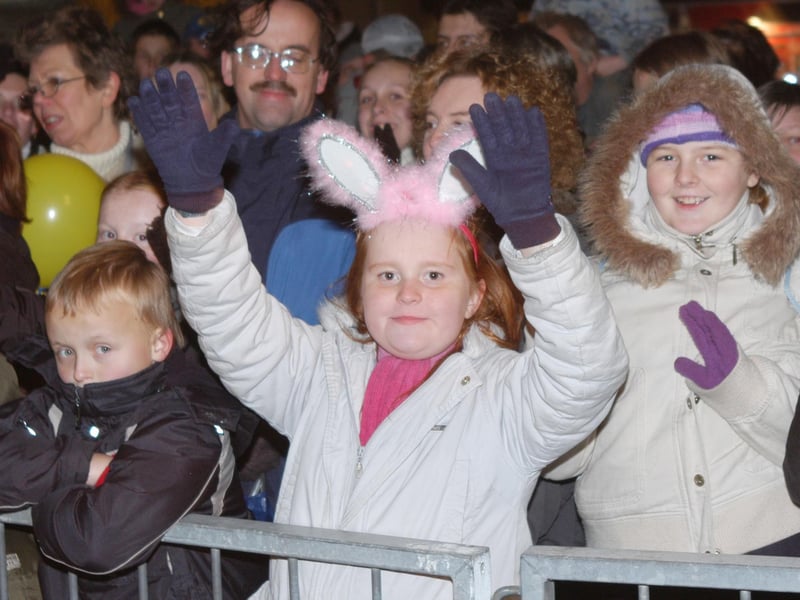 Mansfield Christmas Lights.Happy faces on a cold evening in 2005.