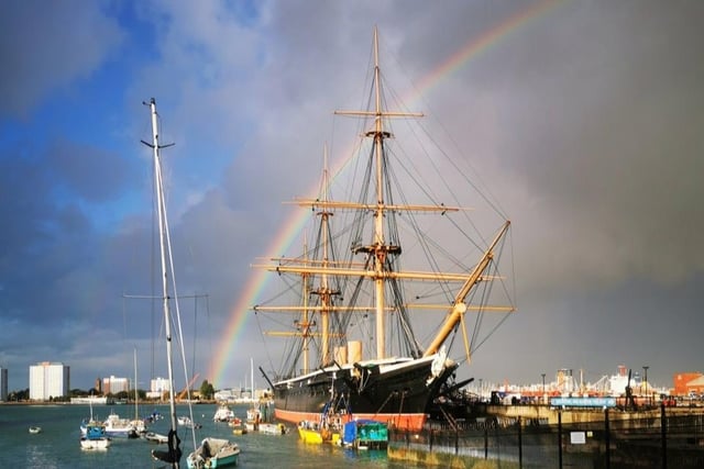 Talk about getting a photo at the right time! This rainbow over HMS Warrior is absolutely stunning.