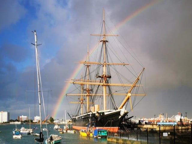 Talk about getting a photo at the right time! This rainbow over HMS Warrior is absolutely stunning.