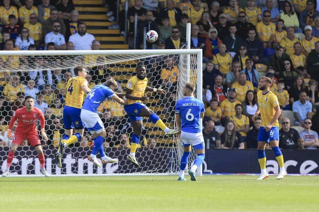 Action during the Sky Bet League 1 match against Stockport County FC at the One Call Stadium, 31 August 2024, Photo credit Chris & Jeanette Holloway / The Bigger Picture.media