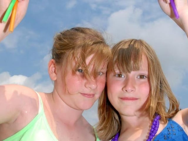 Sutton's Croft School in 2010. Pictured are pupils Olivia Brown and Jessica Johnson who created windmills to sell at the fair.
