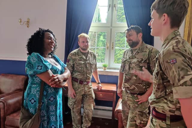 Eastwood MP Juliet Campbell meeting with military personnel at Chetwynd Barracks. Photo: Submitted