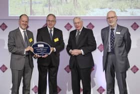 L to R: John Scruton, Jeff Vinter, Prince Richard - Duke of Gloucester, and Andy Savage. Credit: National Railway Heritage Awards.