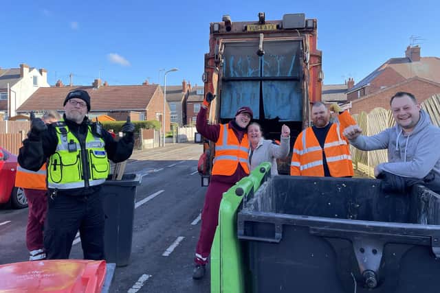 Coun Samantha Deakin and Coun Jason Zadrozny with council officers helping out at the Flying Skips