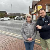 Campaigner Samantha Ferguson with CounJason Zadrozny at the top of Dalestorth Street in Sutton, close to the junction. Photo: Submitted