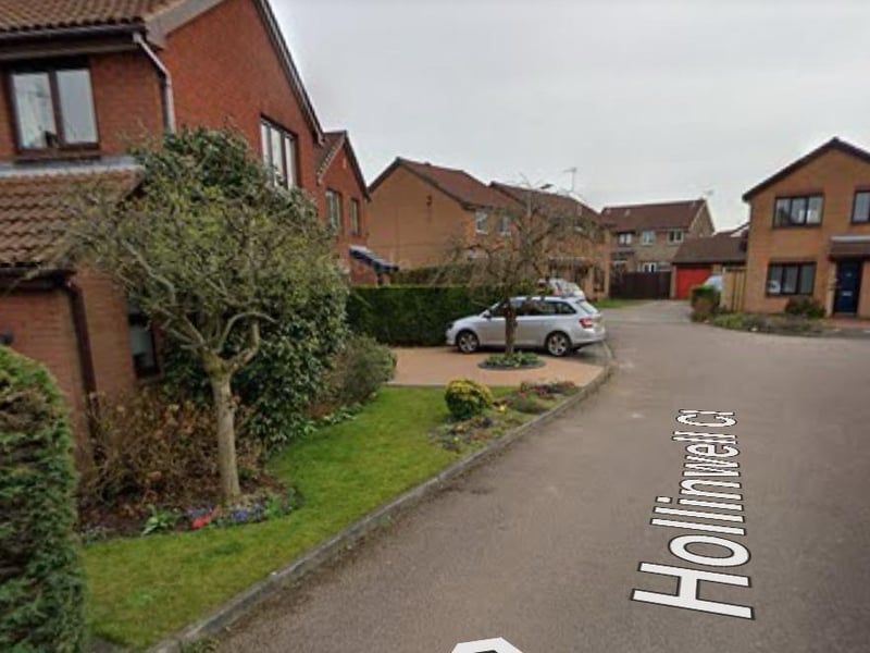 Four violence and sexual offences were reported on near Hollinwell Close in March 2024.