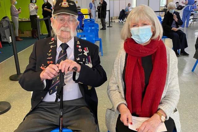 Among the first to receive a vaccination at the county's large vaccination centre at Newark Showground were ex-veteran Tony Parker, aged 81, and his wife Beryl Parker, aged 82, who live in Newark.