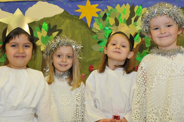 These pupils at Lynnfield Primary School were looking angelic for their big day on stage.