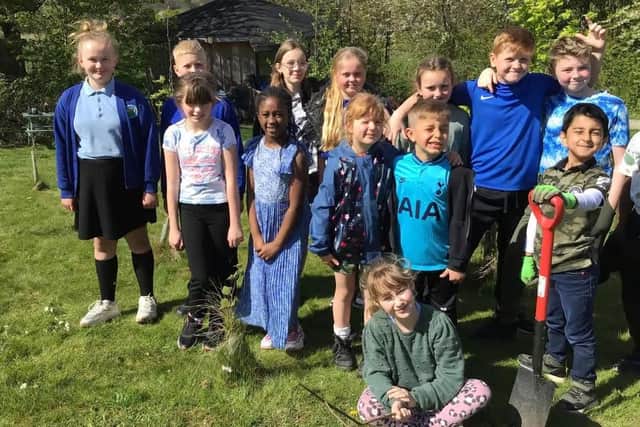 Lawrence View pupils pictured on 'Earth Day' at the school last year.