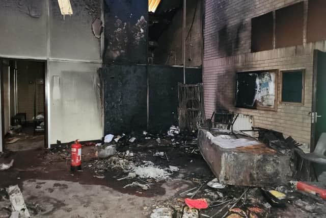 Fire damage at the Mansfield Cricket Club pavilion.