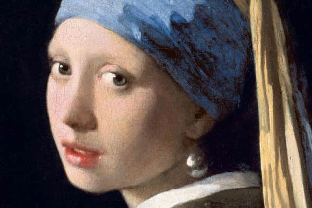 Part of Girl with a Pearl Earring by Johannes Vermeer, painted circa 1665