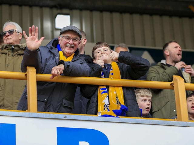 Mansfield Town fans ahead of the big win at Bradford.