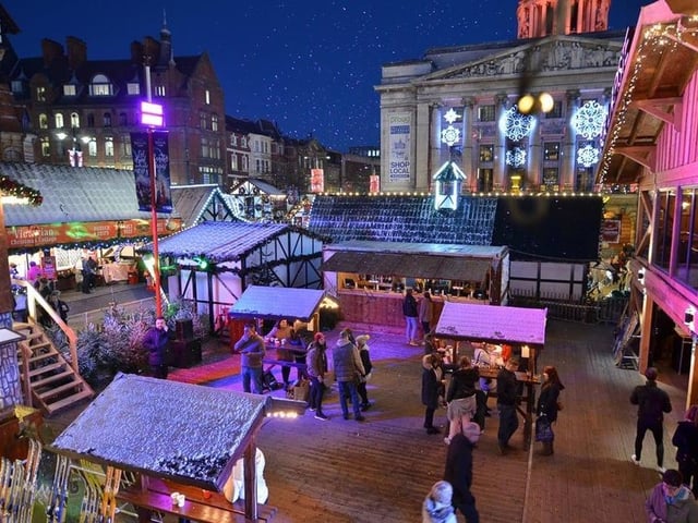 Nottingham's Christmas Winter Wonderland is open daily from Wednesday, November 13, until Tuesday, December 31. Attractions include ice rinks, an aerial skating rink, a giant wheel that offers panoramic views of the city, a toboggan ride, and a collection of stalls selling unique gifts and festive treats and bars.