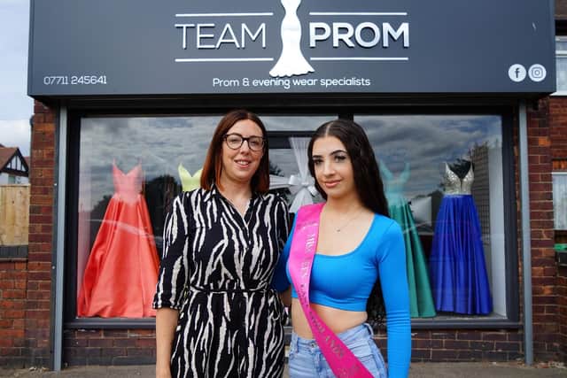 Sienna Townsend from Sutton and a contestant for Miss Teen GB seen with sponsor Lisa Gadsby, owner of Team Prom in Sutton.