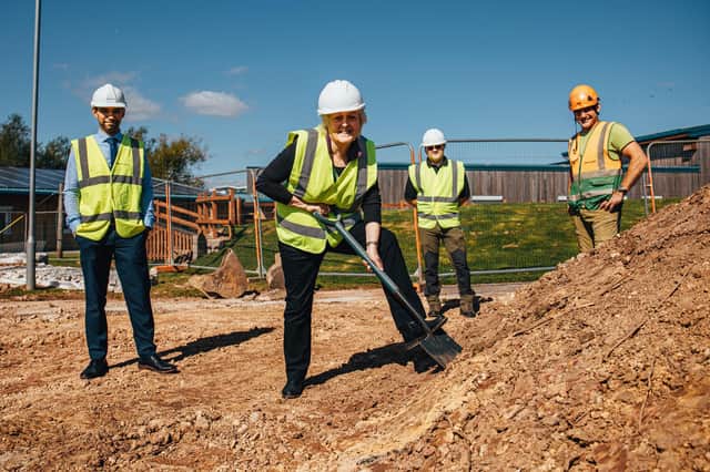 Ryan Ellis (Arc), Coun Tracey Taylor (Nottinghamshire County Council), James Mittens (JM Adventure) and Drew Cartwright (Notts Outdoors) mark the start of the new development at the Mill Adventure Base. Photo by Jaktphotography