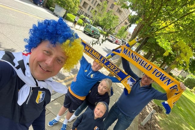 Mansfield Town fans make their way to Wembley.