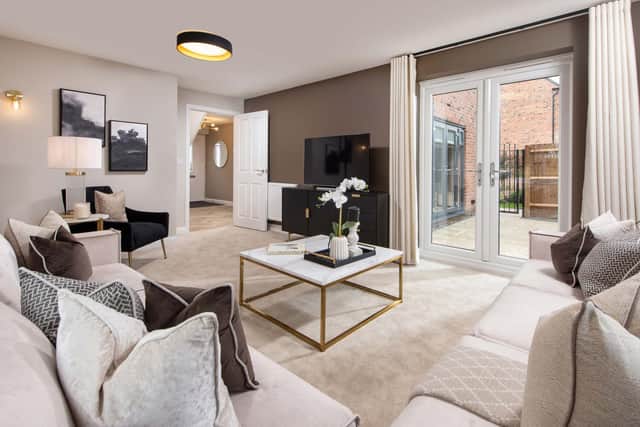 A living room in a one of the show homes at Romans' Quarter
