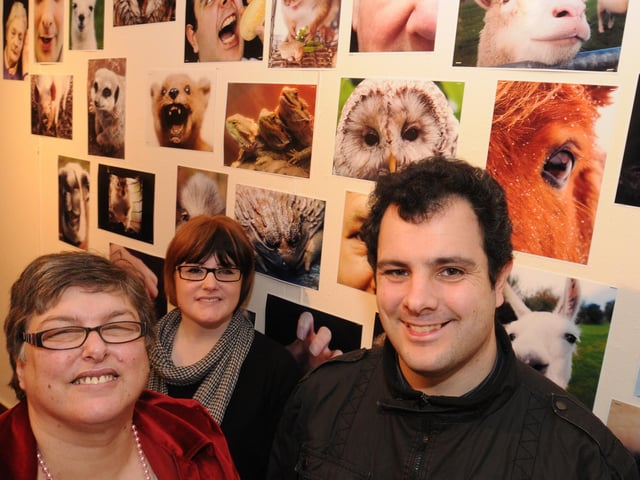 James Wilson, curator of the Museums of the Mind Exhibition pictured with Dawn Betts, left and Jayne Lewis Project Manager at the opening of the exhibition in Mansfield Museum in 2010.