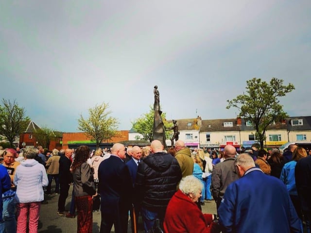 Hundreds of residents and supporters gathered in the market place to support the unveiling.