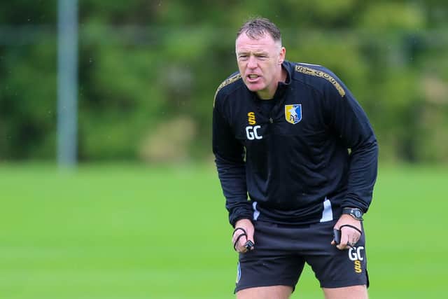 Stags boss Graham Coughlan leads a training session. Pic by Chris Holloway.