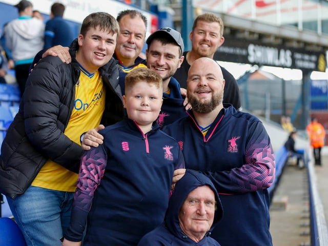 Mansfield Town fans ahead of kick-off at Boundary Park.