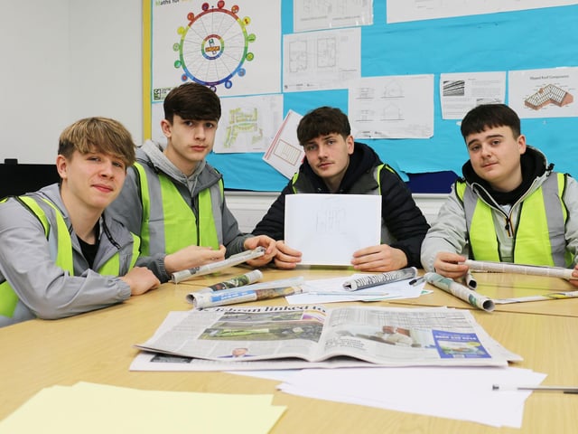Quarrydale Academy pupils get stuck in to building a school using plans
