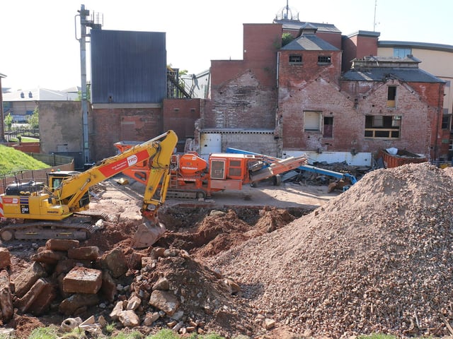 Bricks in poor condition and the associated concrete was crushed to form the new base and level the site.