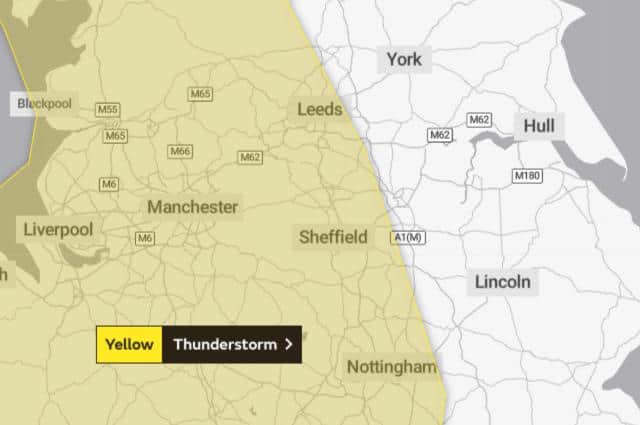 Yellow warning for thunderstorms.