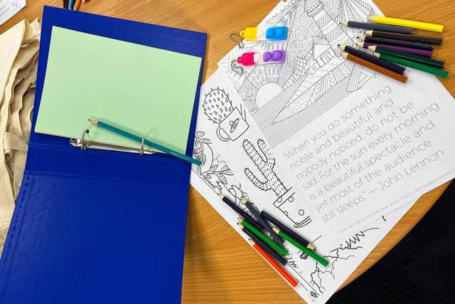 Mindfulness exercises, a journal and fidget toys are just some of the items that students will receive in their bags