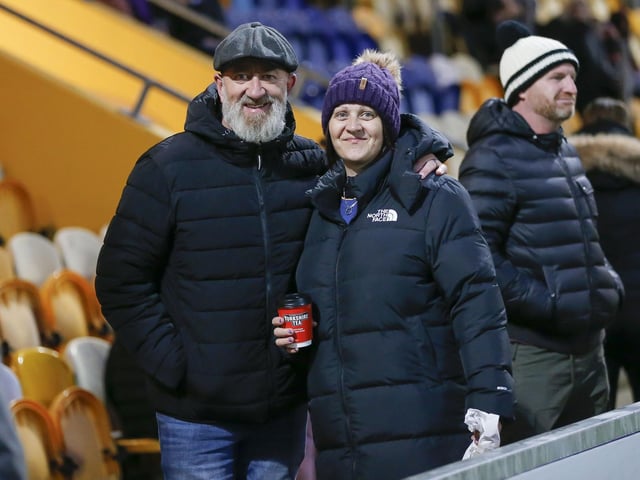 Mansfield Town fans at last night's game with Derby County.